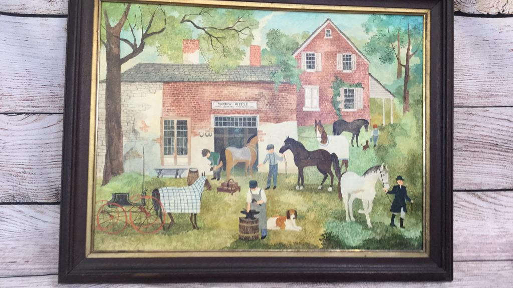Jeanne Davies Oil on Canvas: Country Setting ..Signed lower right Davies.. 22 x 17 sight...reverse has paper laid on...* we did not remove to