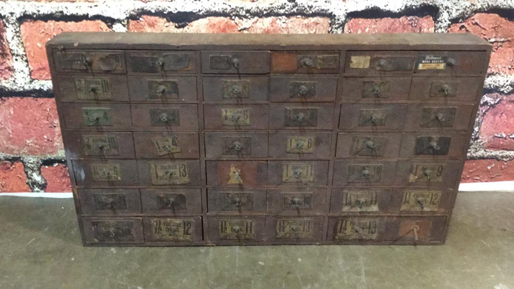 42 Drawer Nut & Bolt Cabinet: 14 Tall X 25 Wide X 3 Deep