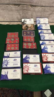 21 Proof Coin Sets: From US Mint....Dates run 1973, 79; 80, 81,84,2000, 01,02,03,04,05,06,07,08.....6 no boxes...all appear unopened