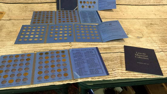 5 Coin Collectors Booklets: Roosevelt Dimes starting 1946-1969 ( complete)...Lincoln Pennies, Lincoln Memorial...Indian Head Cents,