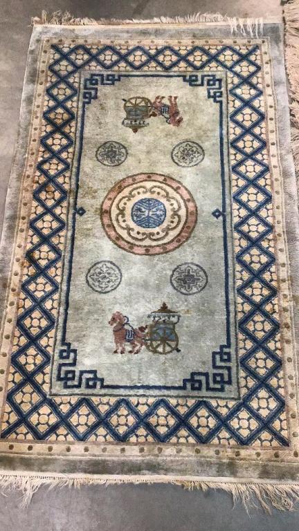 Vintage Wool Chinese 3 x 5 Throw Rug (1 of 4)
