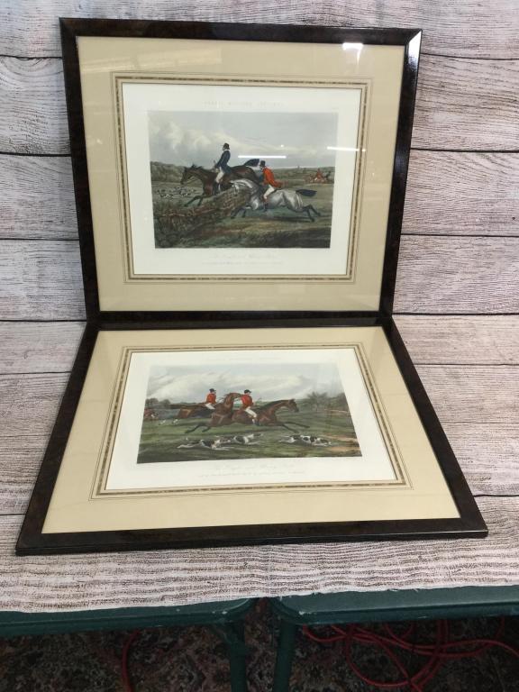 2 Fores Hunting Sketches, Engravings: By J. Harris...plate 1 and plate 4....18 x 14.5 inches to sight...in matched frames