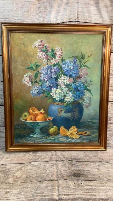 Oil on Board, Still Life w/ Blue Vase (1 of 4)