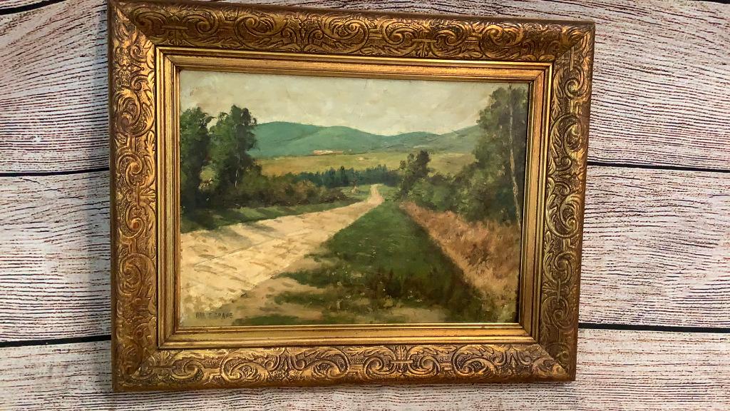 Bruce Crane Attributed Oil On Paper?..: Country Road, signed lower left...Bruce Crane...13.5 x 10 inches sight,