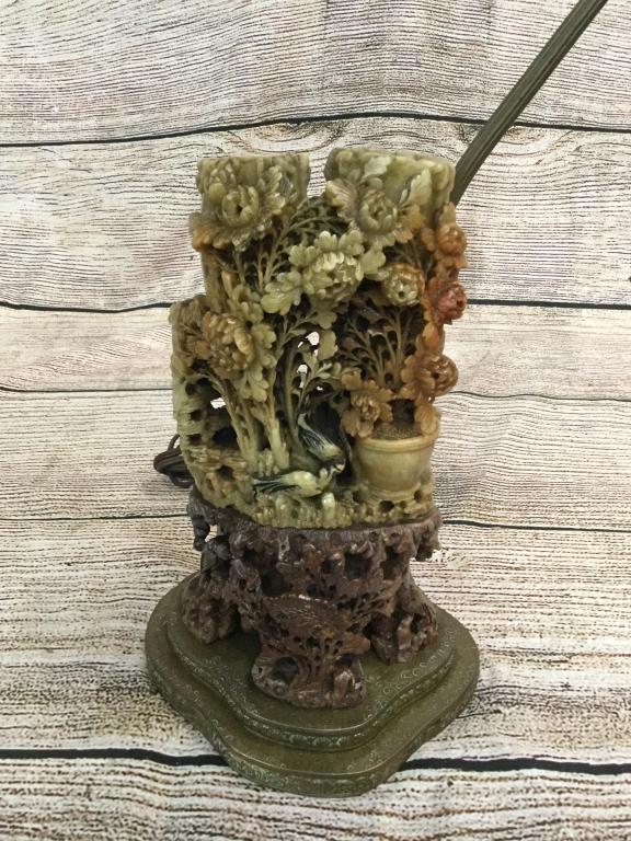 Asian Hardstone Carving, Mounted as Lamp (1 of 4)