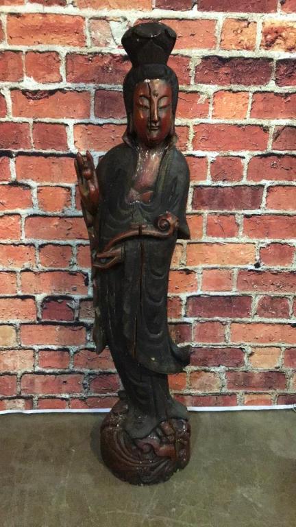 Life Size Hand Carved Wooden Guanyin Statue (1 of 5)