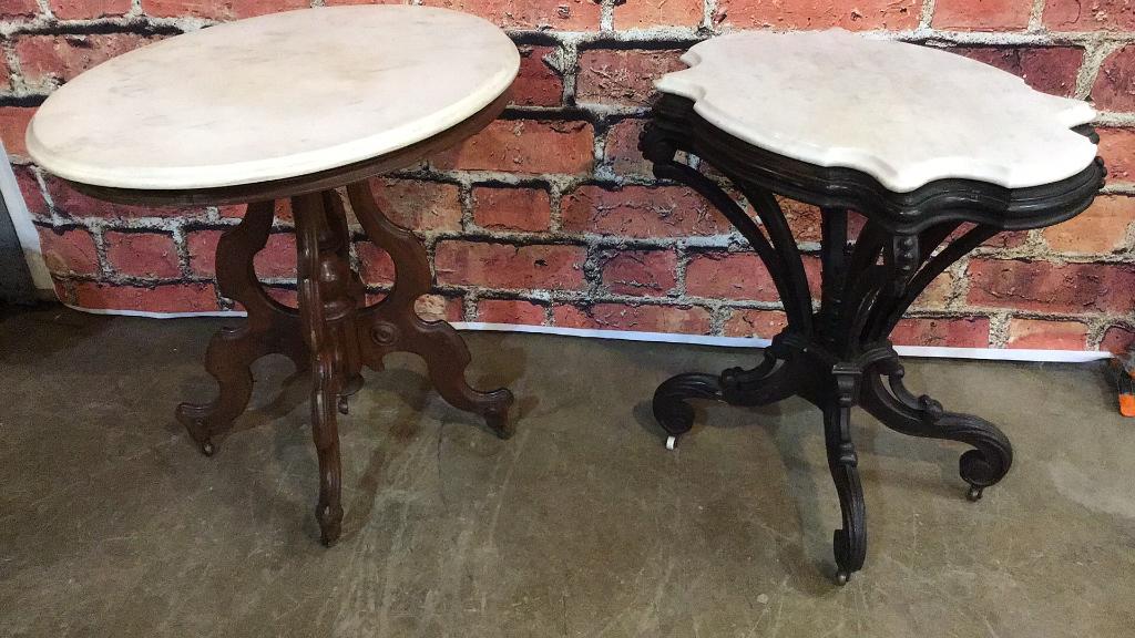 2 Fancy Victorian Marble Top Tables (1 of 3)