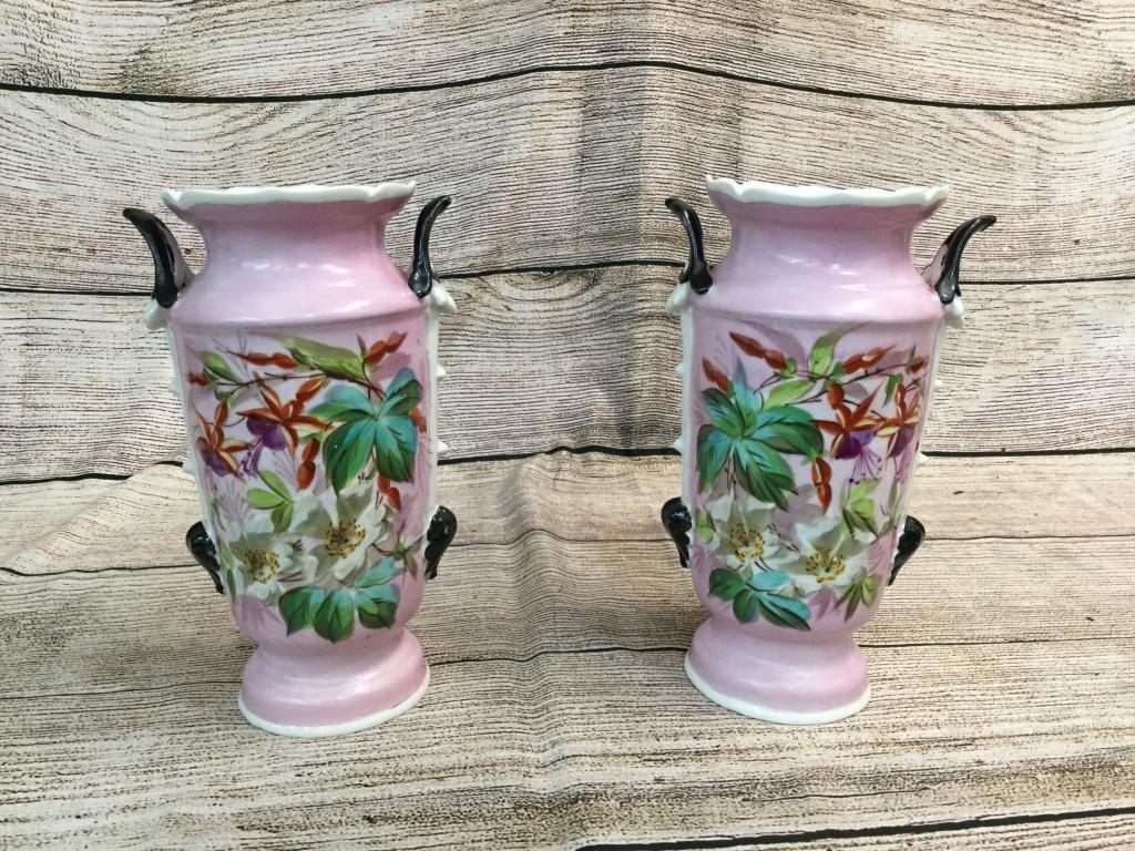 Pair Porcelain Mantle Urns (1 of 3)