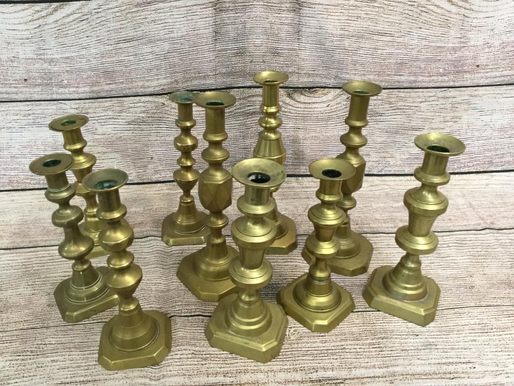10 Brass Candlesticks (1 of 3)