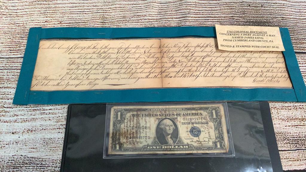 1764 Colonial Document, Bombing Missions on 1$ (1 of 8)