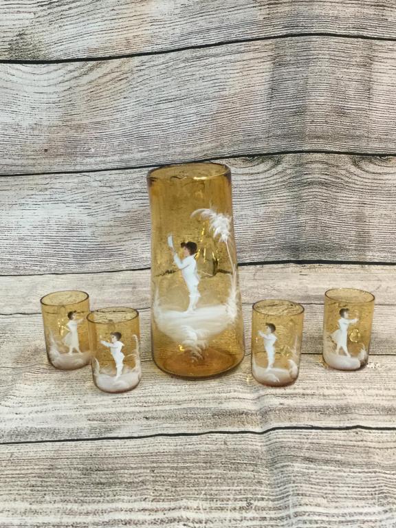 Hand Blown Mary Gregory Punch Set (1 of 3)