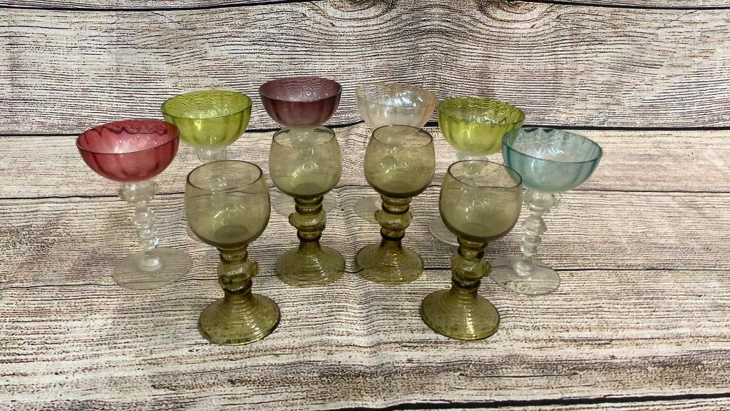 10 Blown Glass  Goblets (1 of 5)