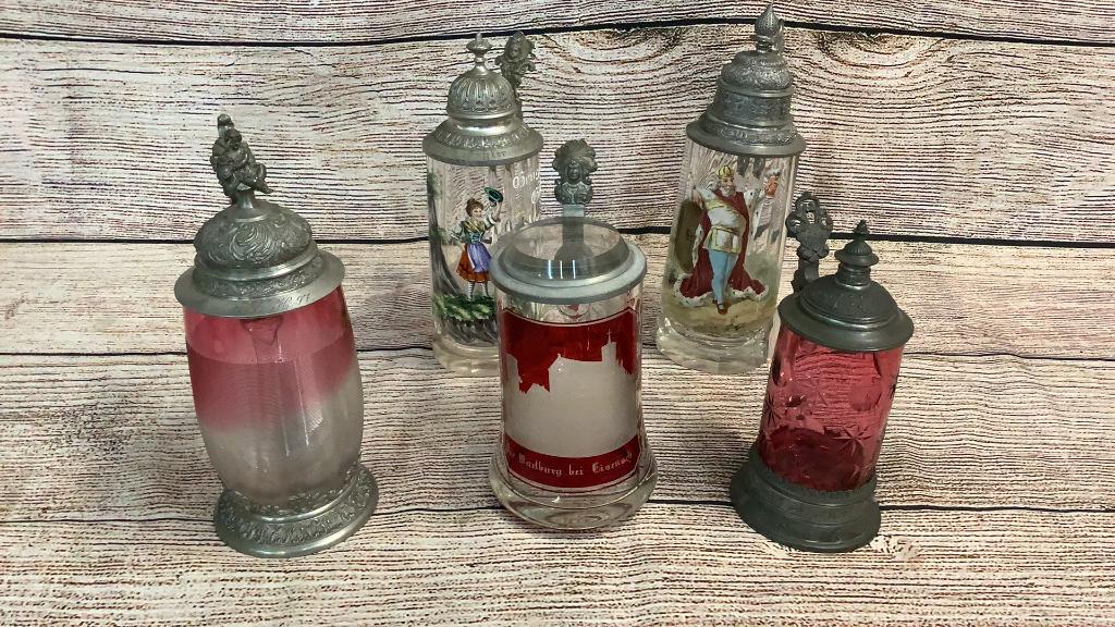 5 Glass Beer Steins (1 of 7)