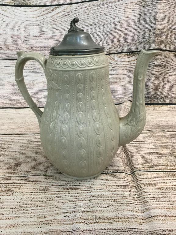 Relief Molded Stoneware Pitcher (1 of 4)