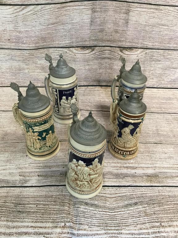5 German Beer Steins (1 of 3)