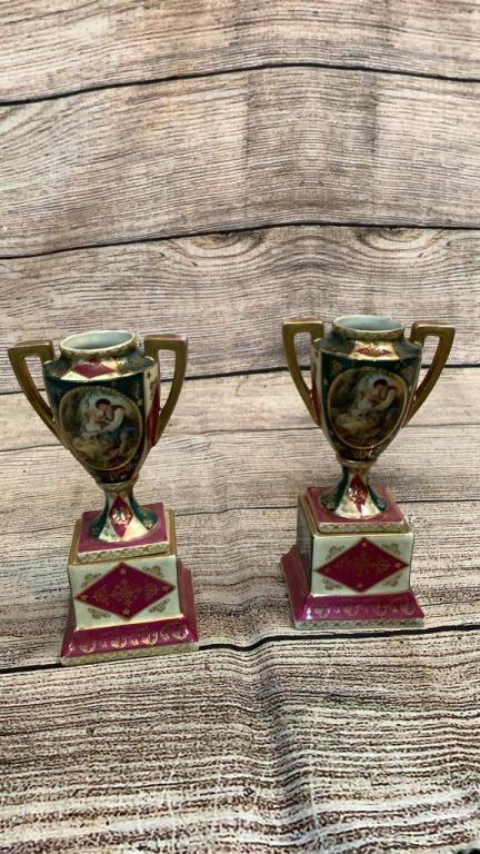 Pair Royal Vienna Porcelain Urns (1 of 4)