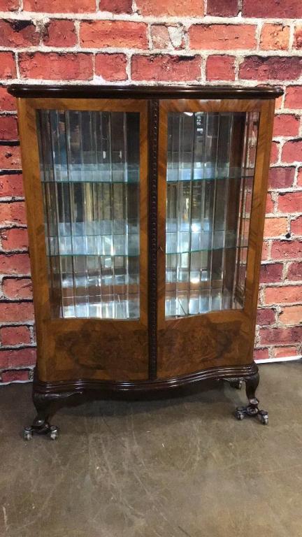 German Walnut Curio Cabinet (1 of 3)
