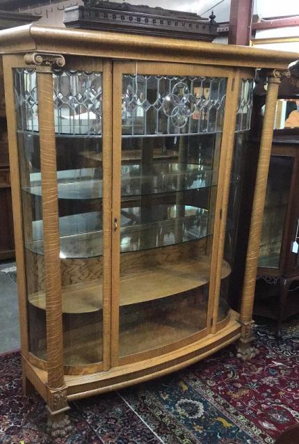 Golden Oak Bow Front China Cabinet (1 of 5)