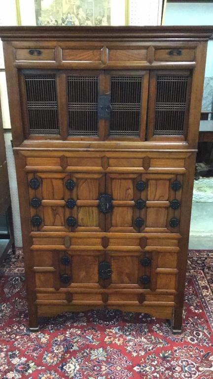 Vintage Pine & Elm Asian Cabinet (1 of 3)