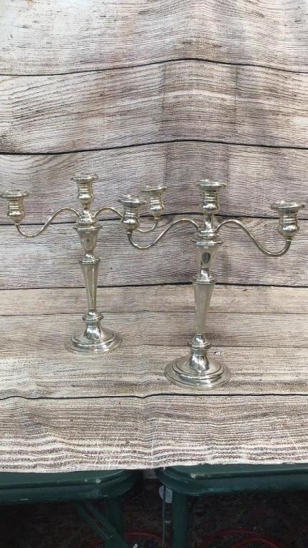 Pair Gorham Sterling 3 Light Candelabra (1 of 4)