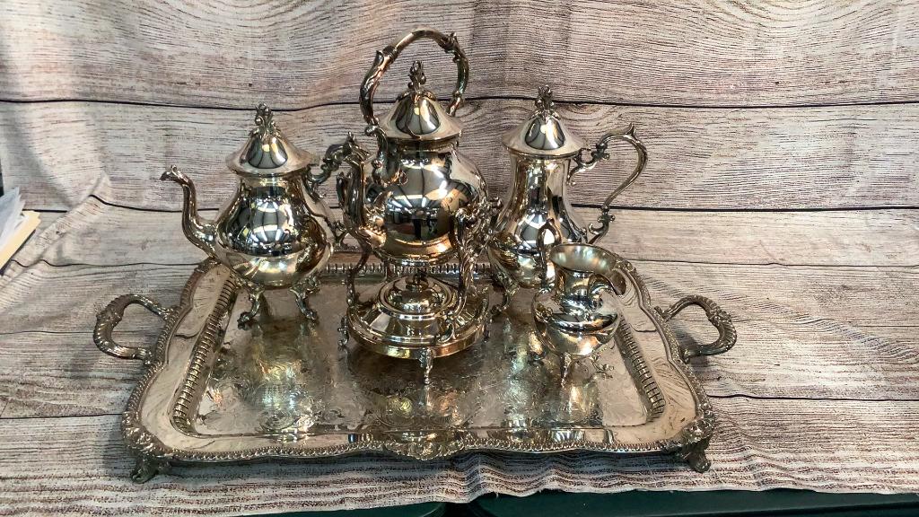 Ornate Silver Plate Tea Service (1 of 5)