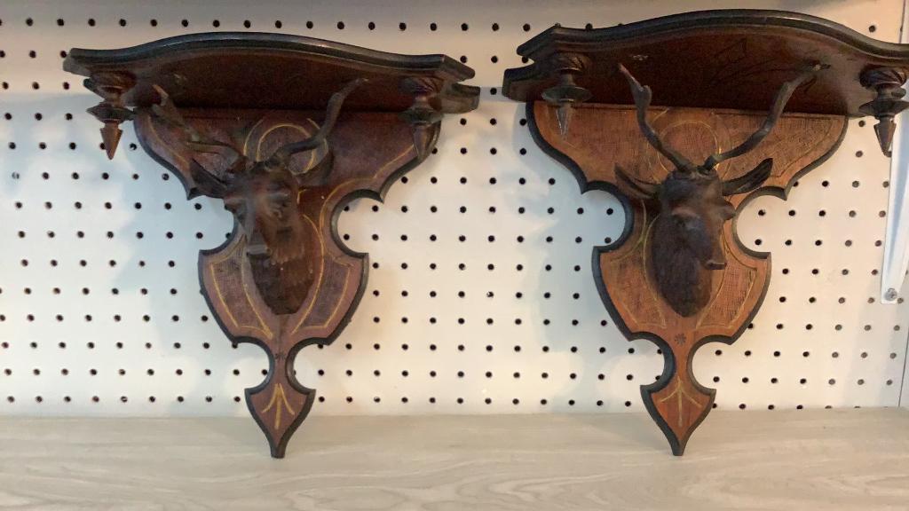 Pair Stags Head Wall Shelves (1 of 5)