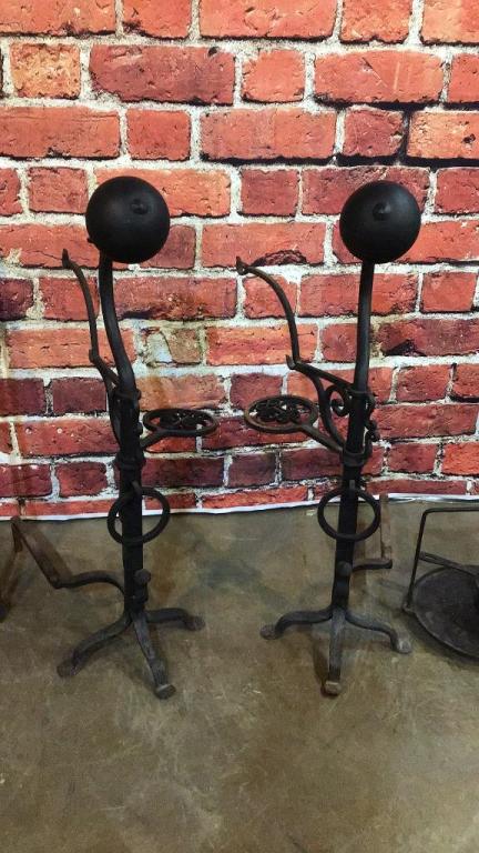Pair Impressive Hand Wrought Andirons (1 of 6)