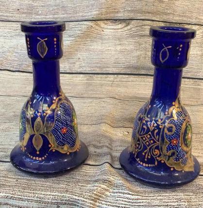 Pair Bohemian Cobalt Vases (1 of 5)