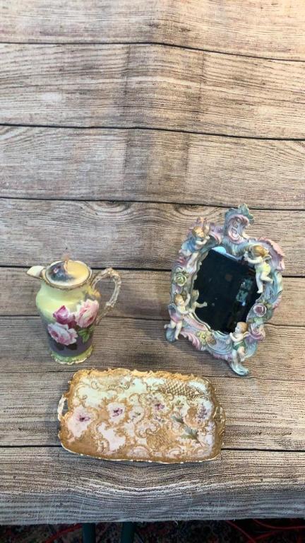 2 Pieces Limoge, Porcelain Dresser Mirror (1 of 6)