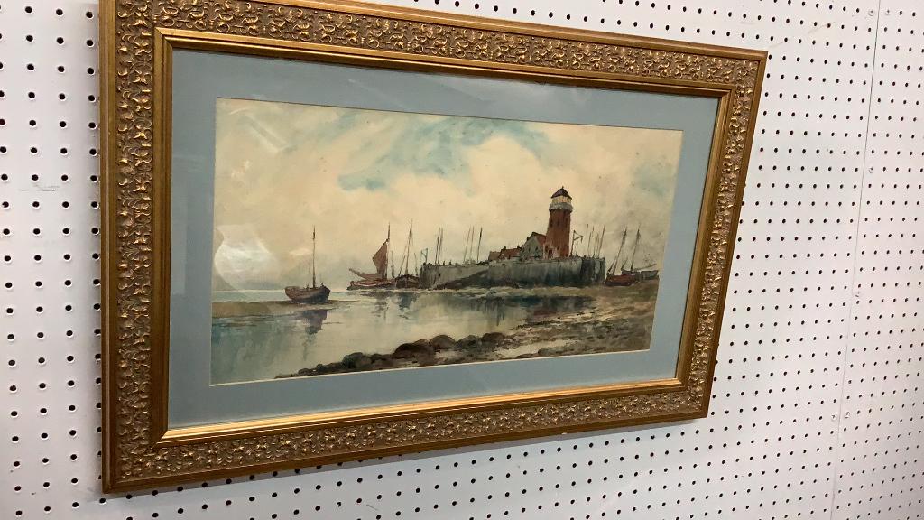 Watercolor Lighthouse in Harbor (1 of 5)