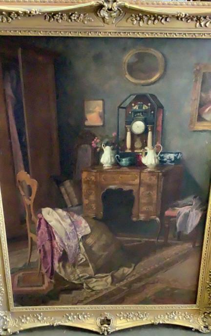 Oil on Canvas, Restful Interior Scene, Schuster (1 of 8)
