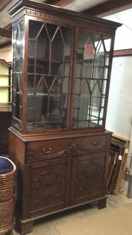 Carved  Chippendale Butlers Secretary (1 of 7)