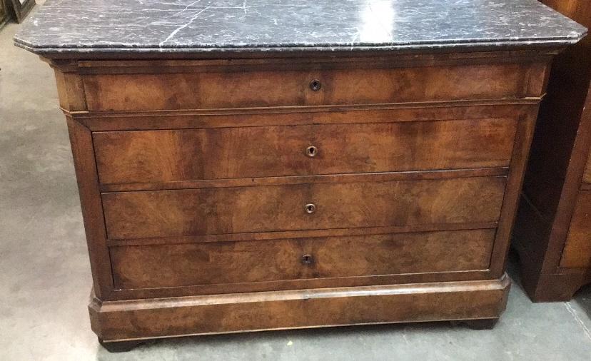 4 Drawer Burl Walnut French Commode (1 of 5)