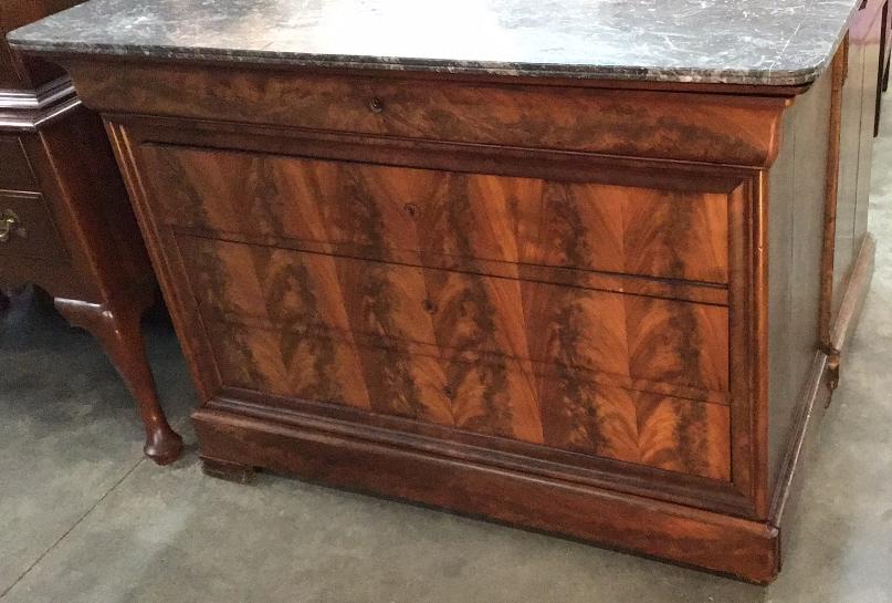 4 Drawer Figured  Walnut French Commode (1 of 4)