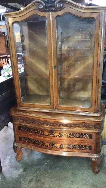 Inlaid Walnut China Cabinet (1 of 4)