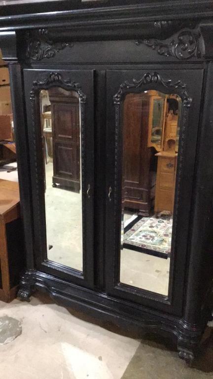 Ebonized Mirrored Door Knock Down Wardrobe (1 of 4)