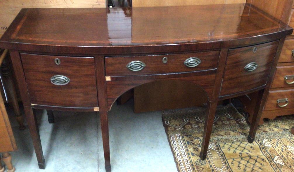 Inlaid English Bow Front Sideboard (1 of 4)