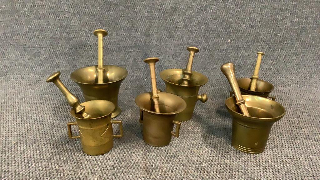 6 Brass Mortar and Pestle: Most 4 and 5 inches....
