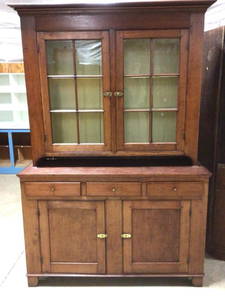 Cherry 12 Pane Pennsylvania Pewter Cupboard