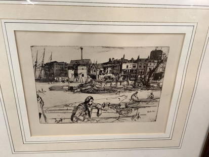 Etching Black Lion Ware, James McNeill Whistler: From the original by Whistler, 10 x 8 inches to sight, at lower right..Whistler and date 1859* notations on verso attributes this as a collotype ? Cannot verify this information