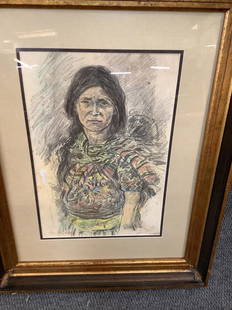 Attributed to Joseph Delaney -Mixed Media on Paper: Cherokee Woman, signed lower left...11.5 x 18 inches-sight...mounted in modern frame...Joseph Delaney 1904-1991, Knoxville and New York City....