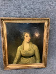 Oil on Canvas, Portrait Of Woman: Attributed to Sir Thomas Lawrence, English. 24 x 29 inches....mounted in older gilded frame* notes on verso..for artist, lady believed to be Lucy Coleman...Artists Mother or Sister