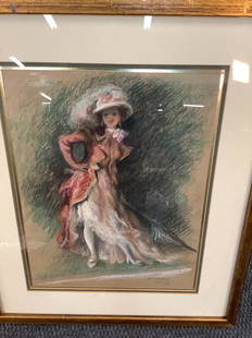 Pastel, Dancer on Stage: Attributed to Everett Shinn...11 x q14 inches, signed and dated lower right...1912..”