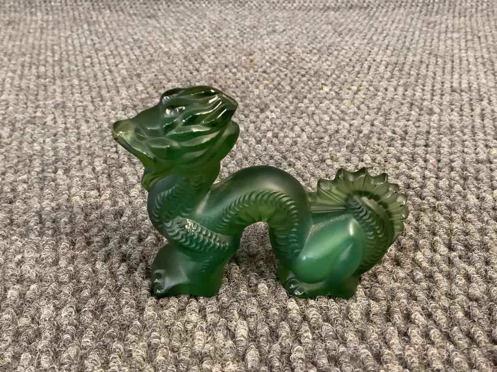 Lalique France Green Crystal Dragon (1 of 4)