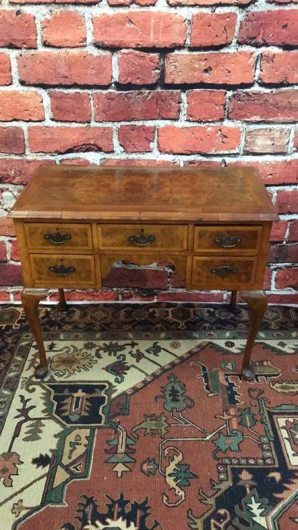 Birch Queen Anne Lowboy: Birdseye maple accents, pad feet, 30 tall x 36 wide x 20 deep
