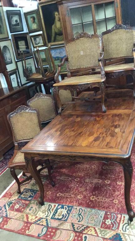 Carved French Oak Table and 6 dining chairs (1 of 5)
