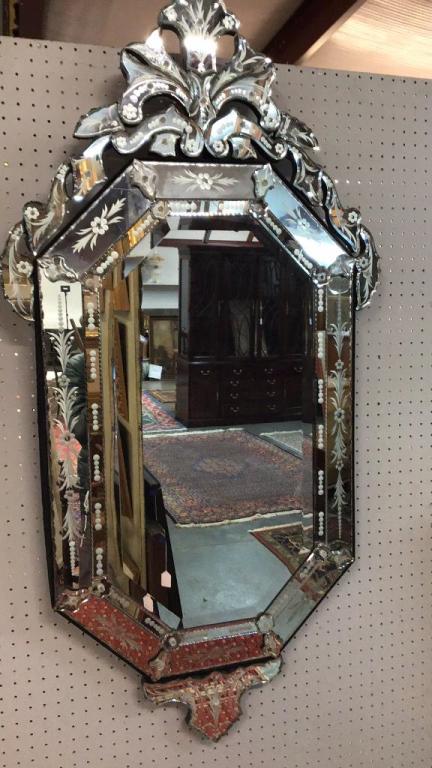 Vintage Baroque Venetian Mirror: Watched and beveled, good condition, no issues 55 tall x 29 wide