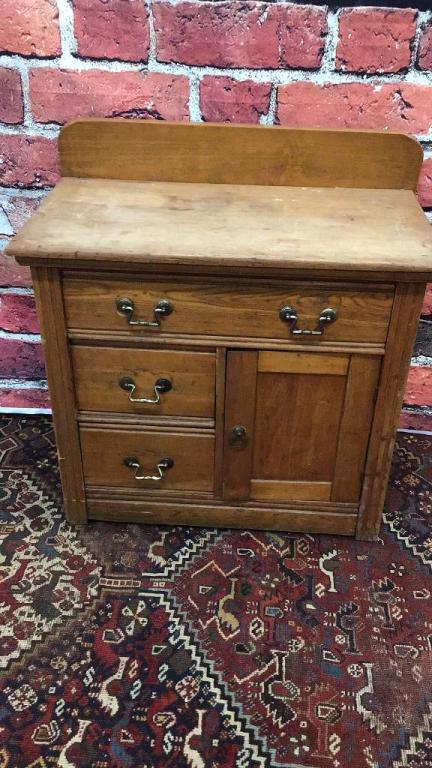 Maple and Ash Washstand: Top need refinishing , 32 tall x 31 wide x 17 deep