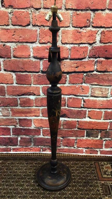 Exquisite Black Lacquered Asian  Floor Lamp (1 of 2)
