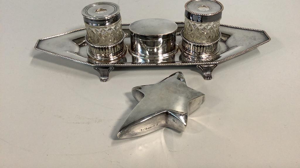 English Silver Desk Set, Christofle Paperweight (1 of 5)
